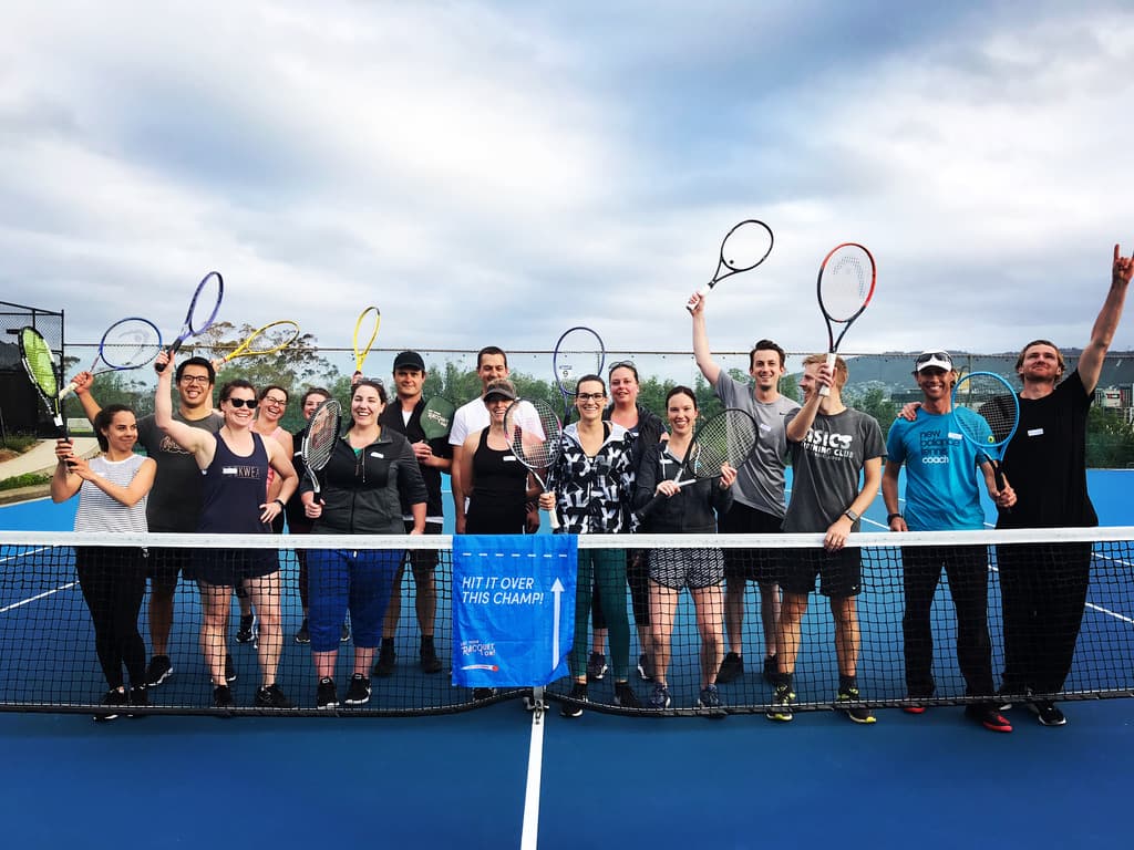 Group of players at Domain Tennis Centre